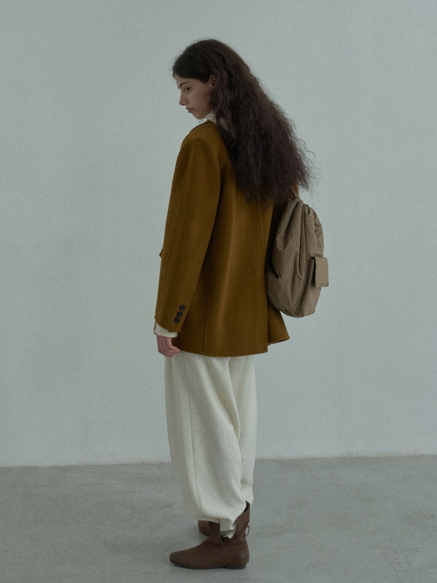 Handmade Lamb Wool Rose Overcoat