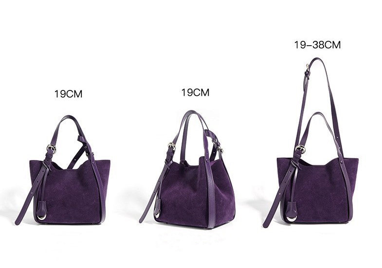 Suede Basket Bag - Burgundy