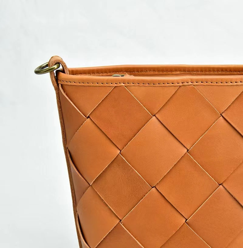 First Layer Cowhide Trinity Woven Shoulder Bag