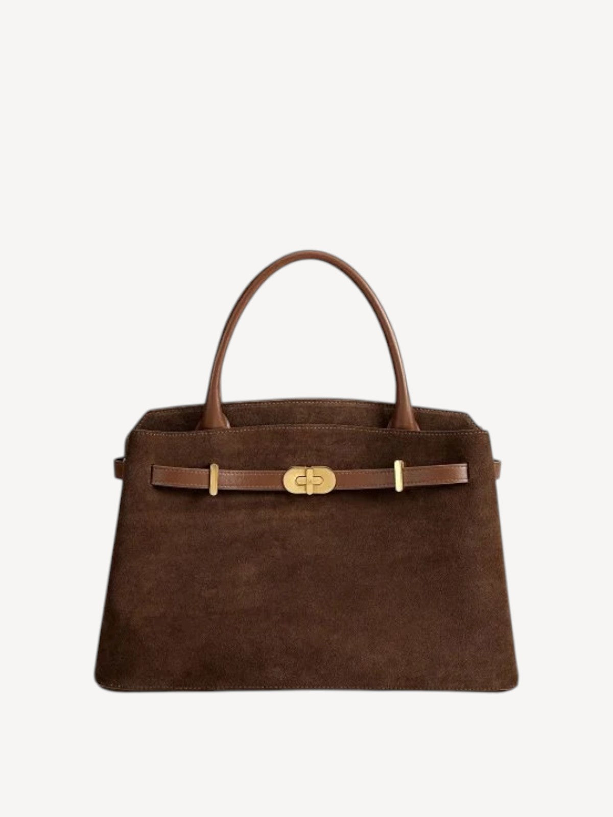 Kensington - Top Handle in Brown Suede