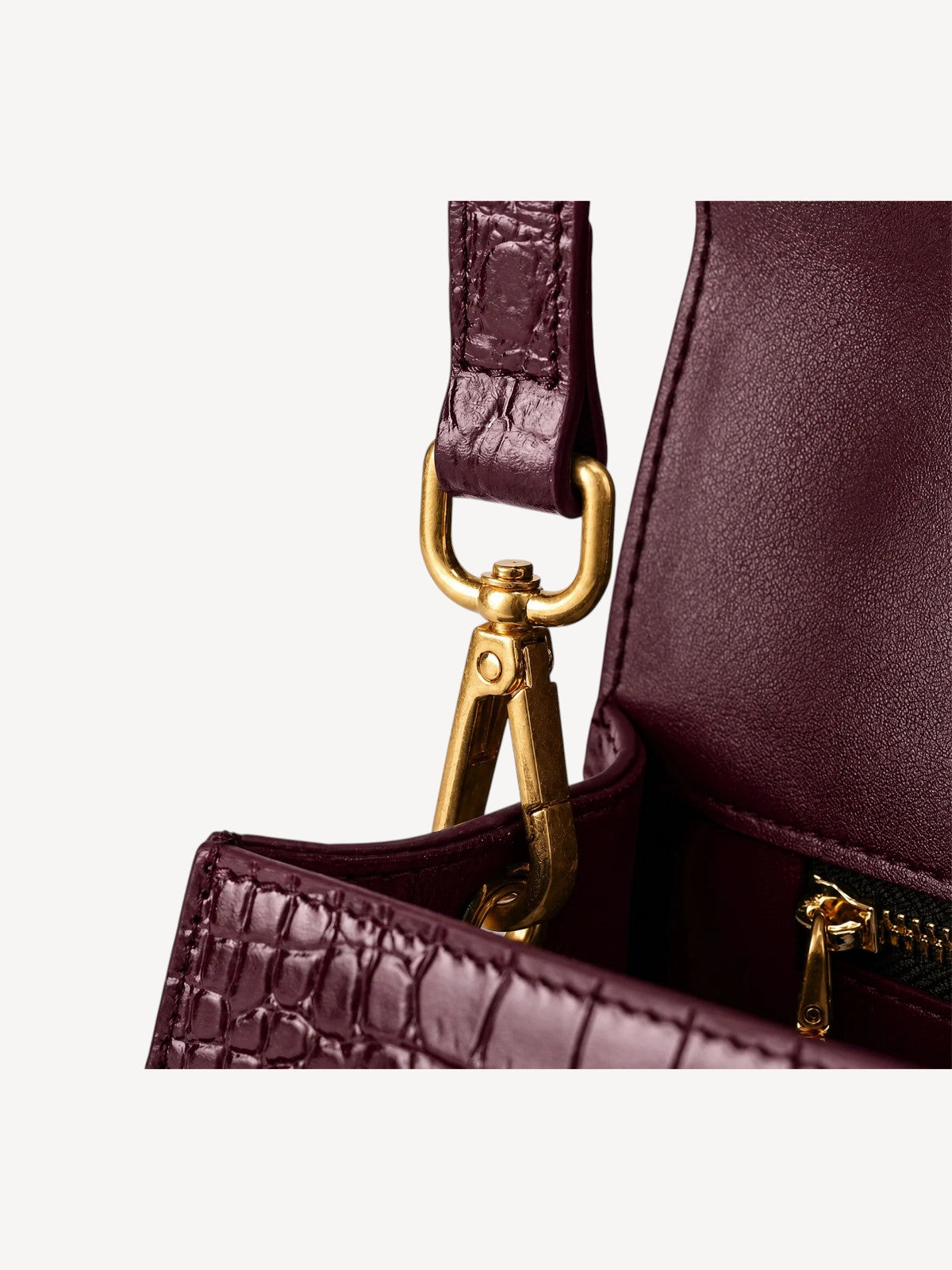 "Mi" Top Handle - Burgundy Croc Embossed