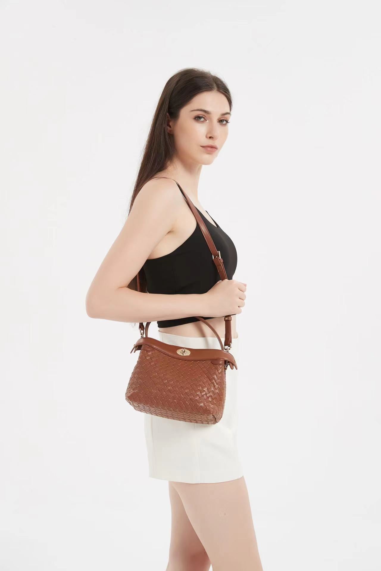 Florence Top Handle Woven - Caramel