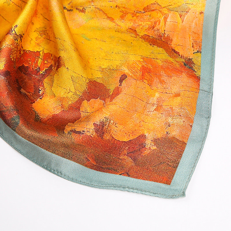 100% Natural Mulberry Silk 110x110cm Scarf - Four Seasons