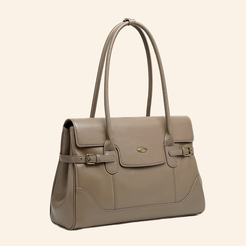 Wax Leather Top Handle - Grey