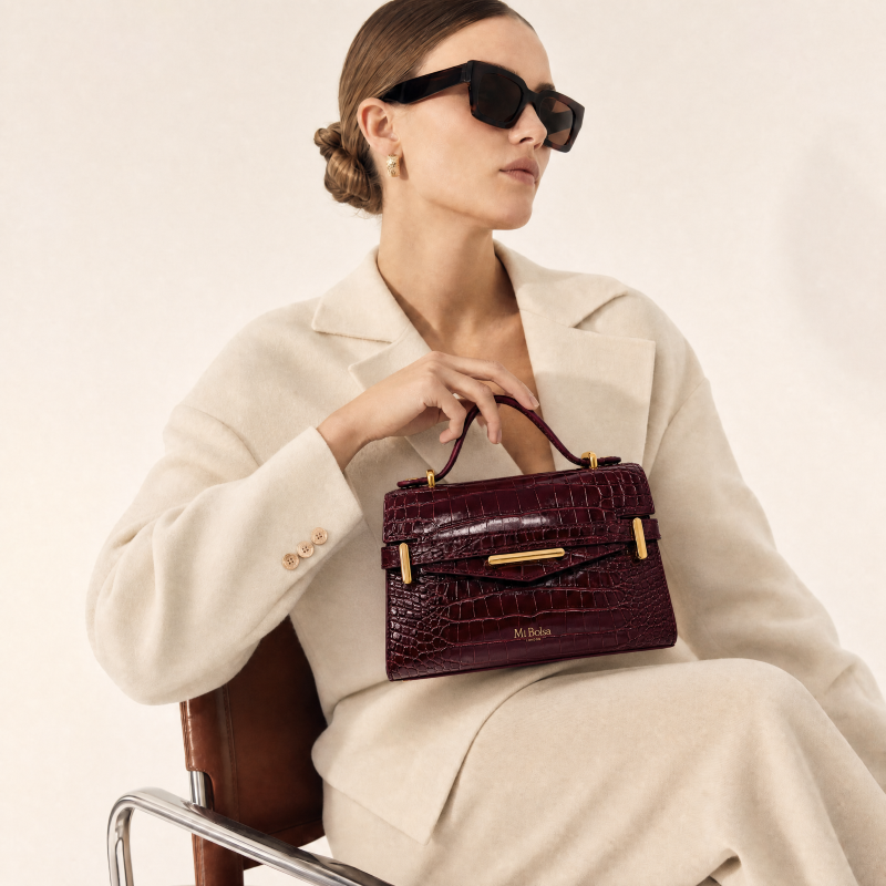 Kensington - Top Handle Burgundy Mi Croc Embossed