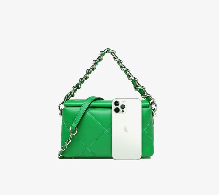 First Layer Cowhide Lamae Shoulder Bag