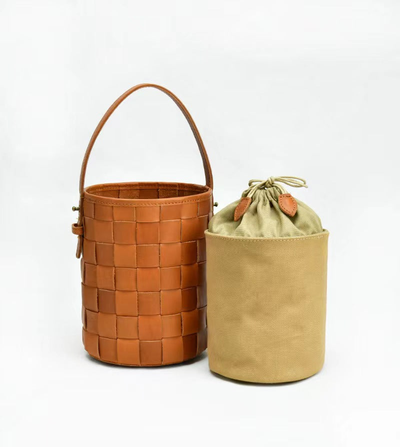 First Layer Cowhide Lucy Woven Tote Bag