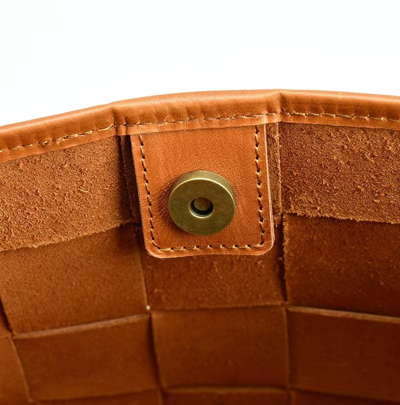 First Layer Cowhide Setta Woven Shoulder Bag