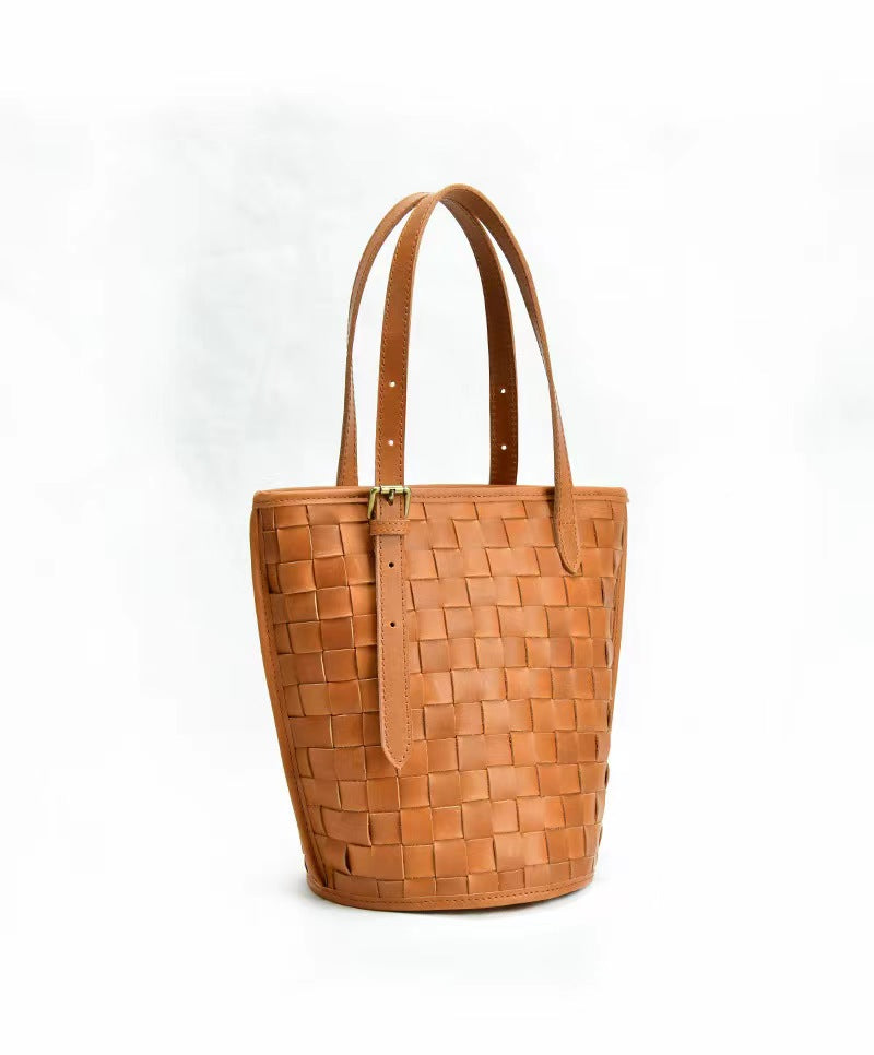 First Layer Cowhide Madrid Woven Tote/Shoulder Bag