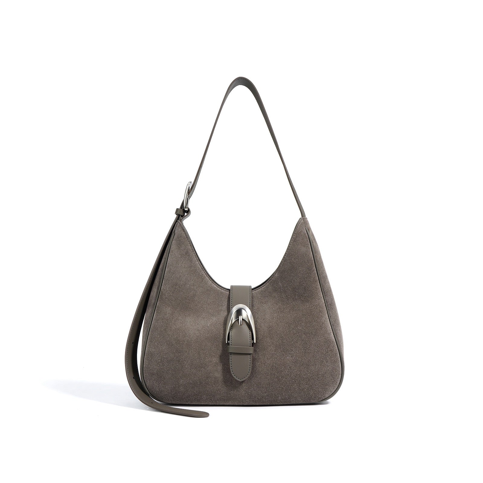 Suede Shoulder Bag - Grey
