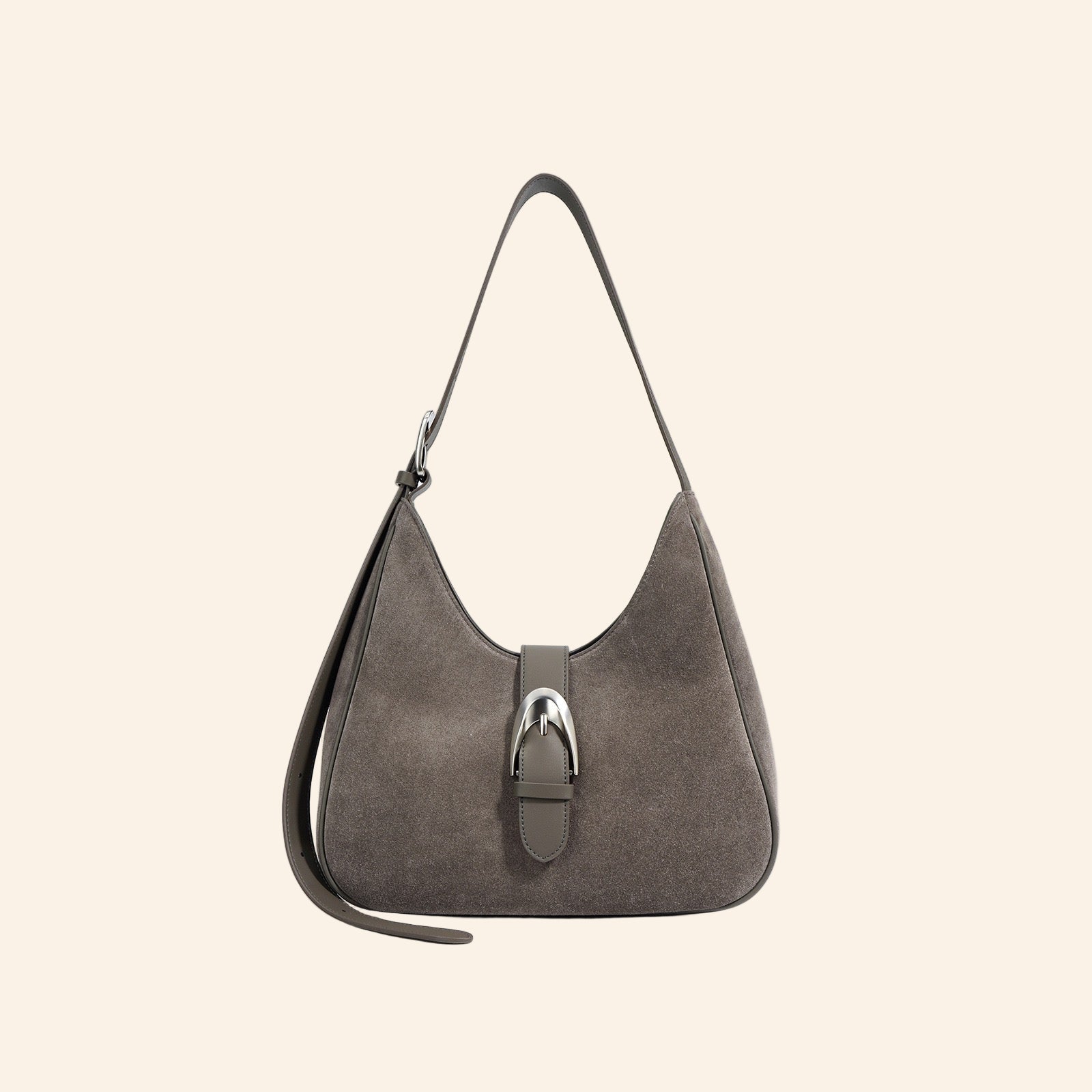 Suede Shoulder Bag - Grey