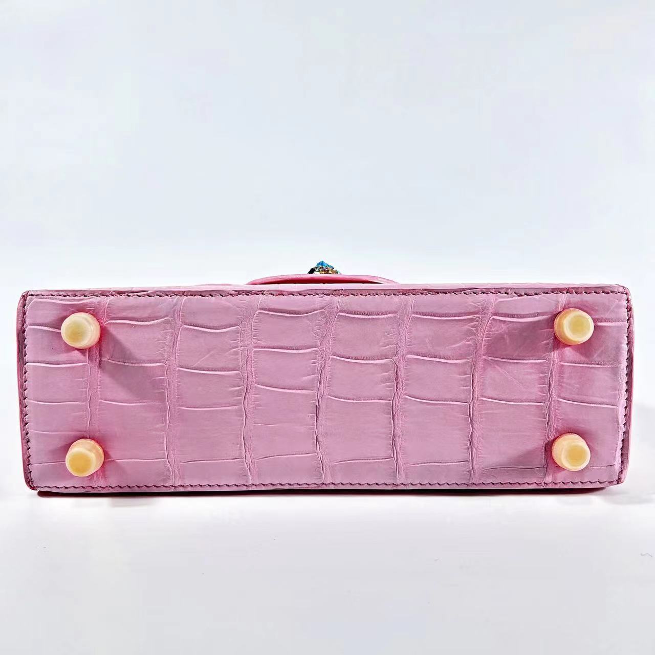 Genuine Nile Crocodile Leather & Natural Aquamarine Jeju Sakura Bag