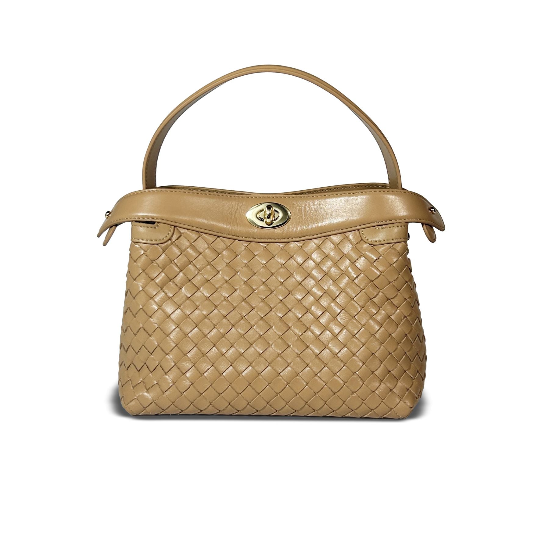 Florence Top Handle Woven Bag - Milk Tea