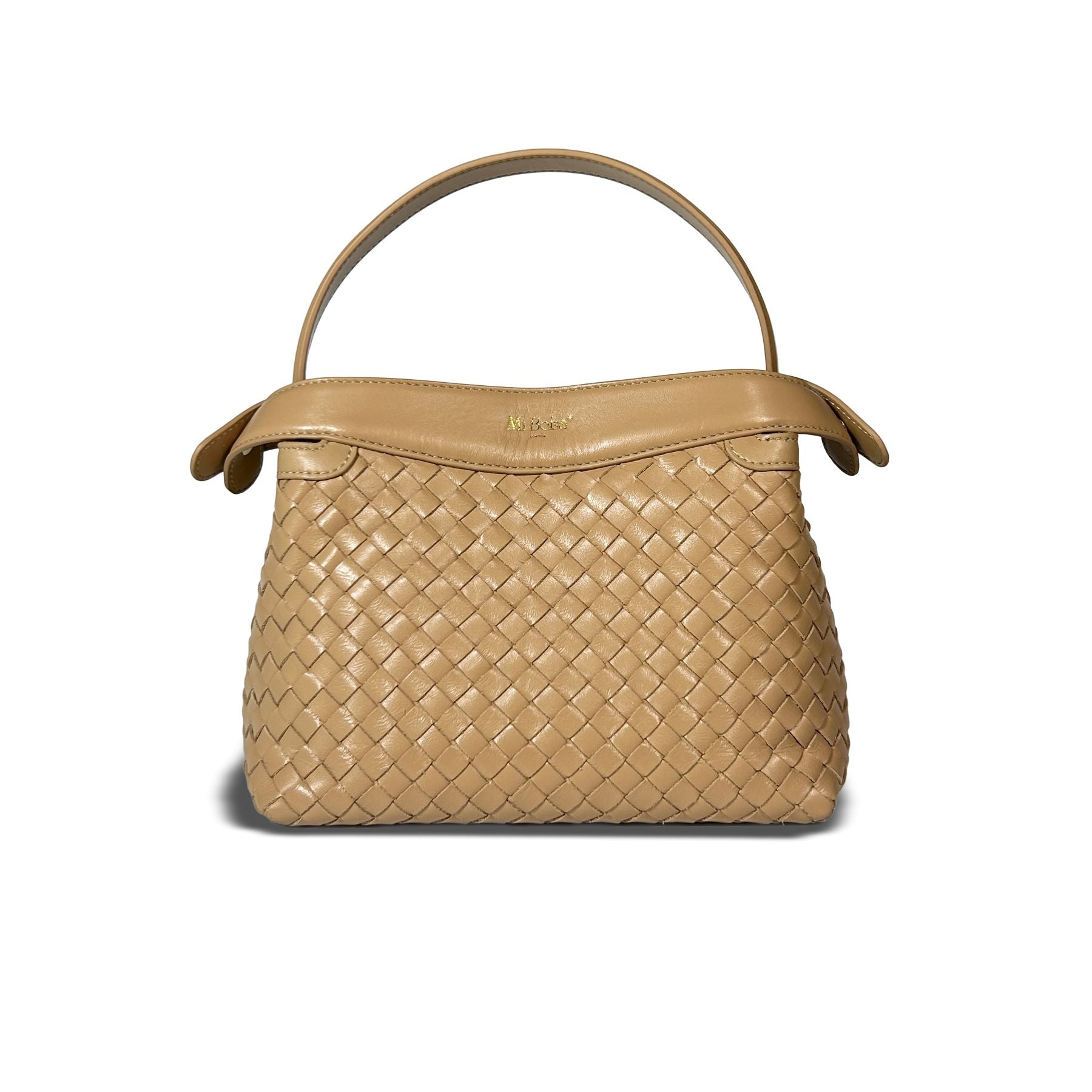 Florence Top Handle Woven Bag - Milk Tea
