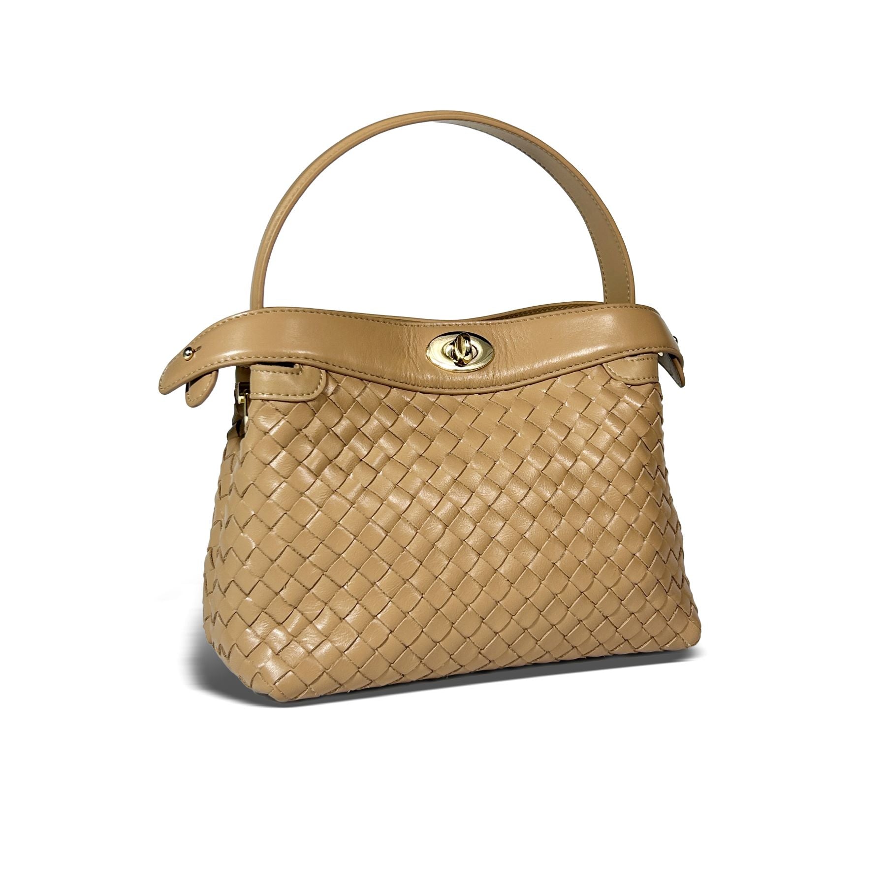 Florence Top Handle Woven Bag - Milk Tea