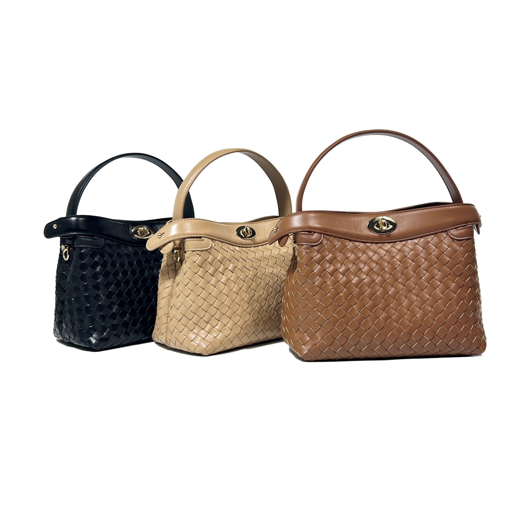 Florence Top Handle Woven Bag - Milk Tea