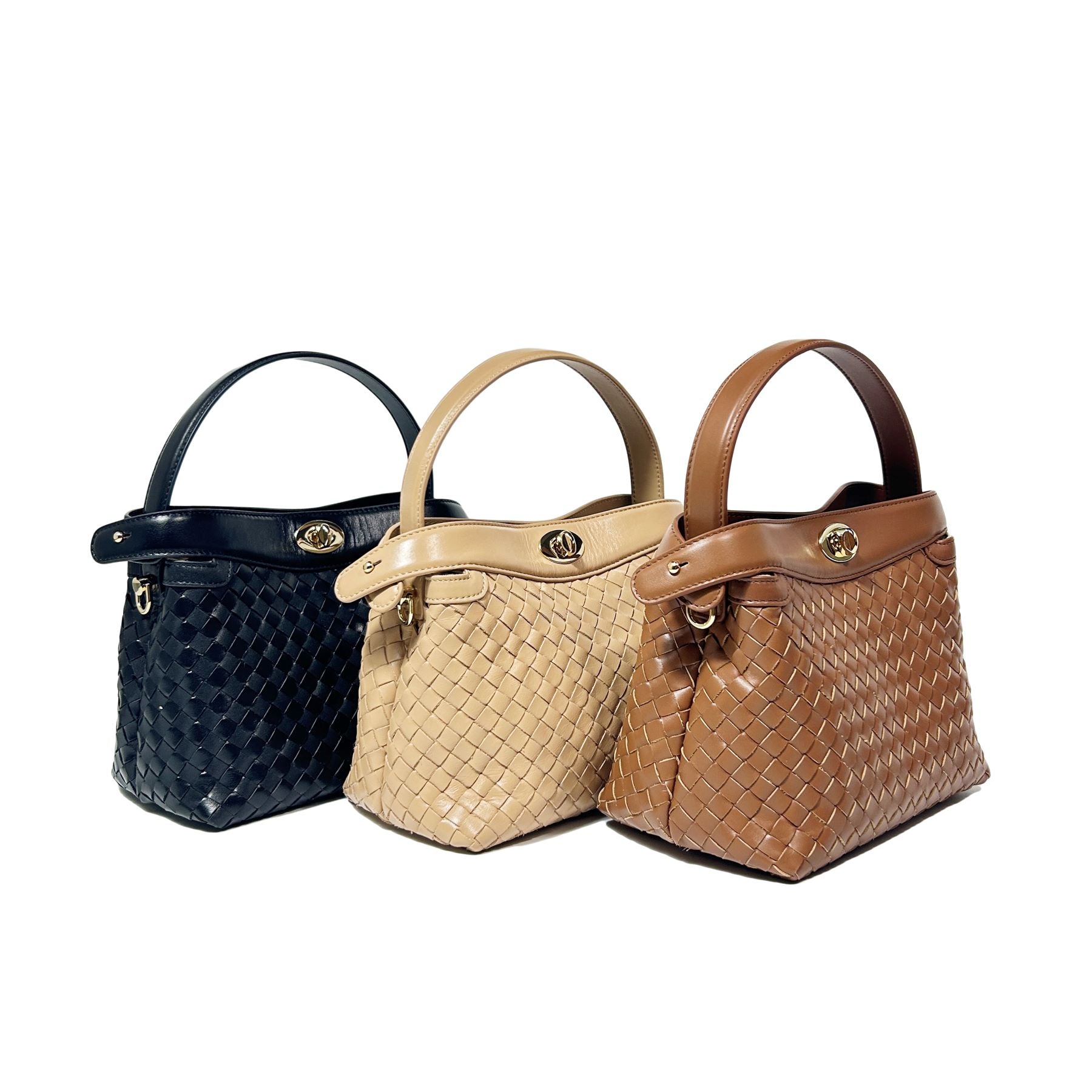 Florence Top Handle Woven Bag - Milk Tea