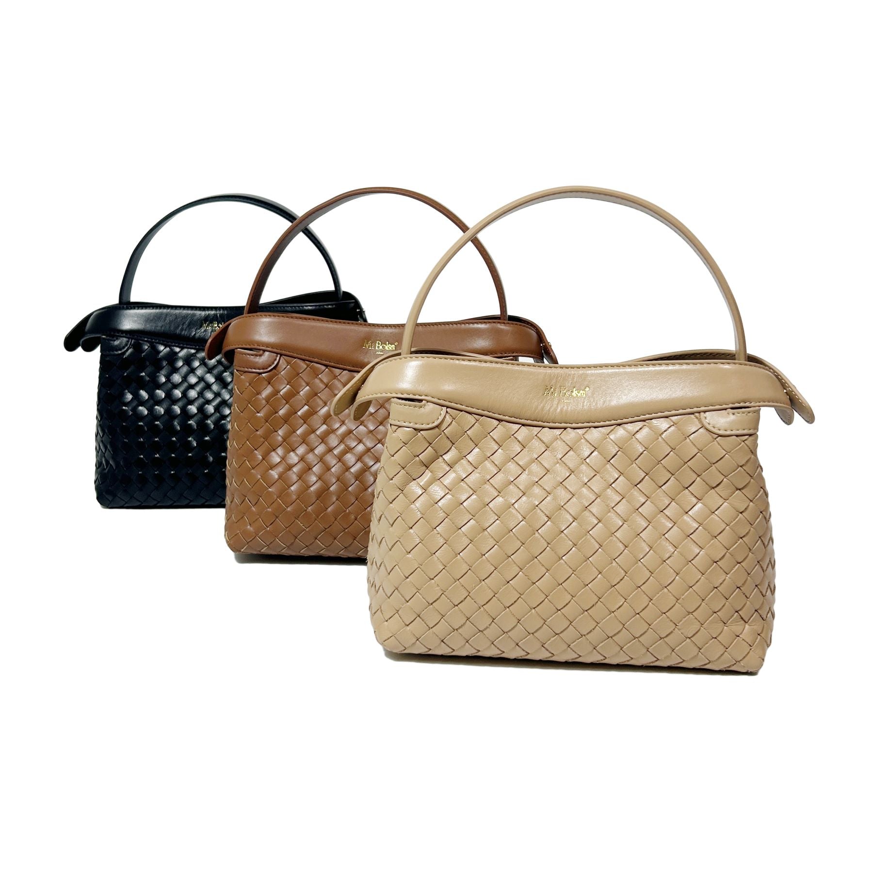 Florence Top Handle Woven Bag - Milk Tea
