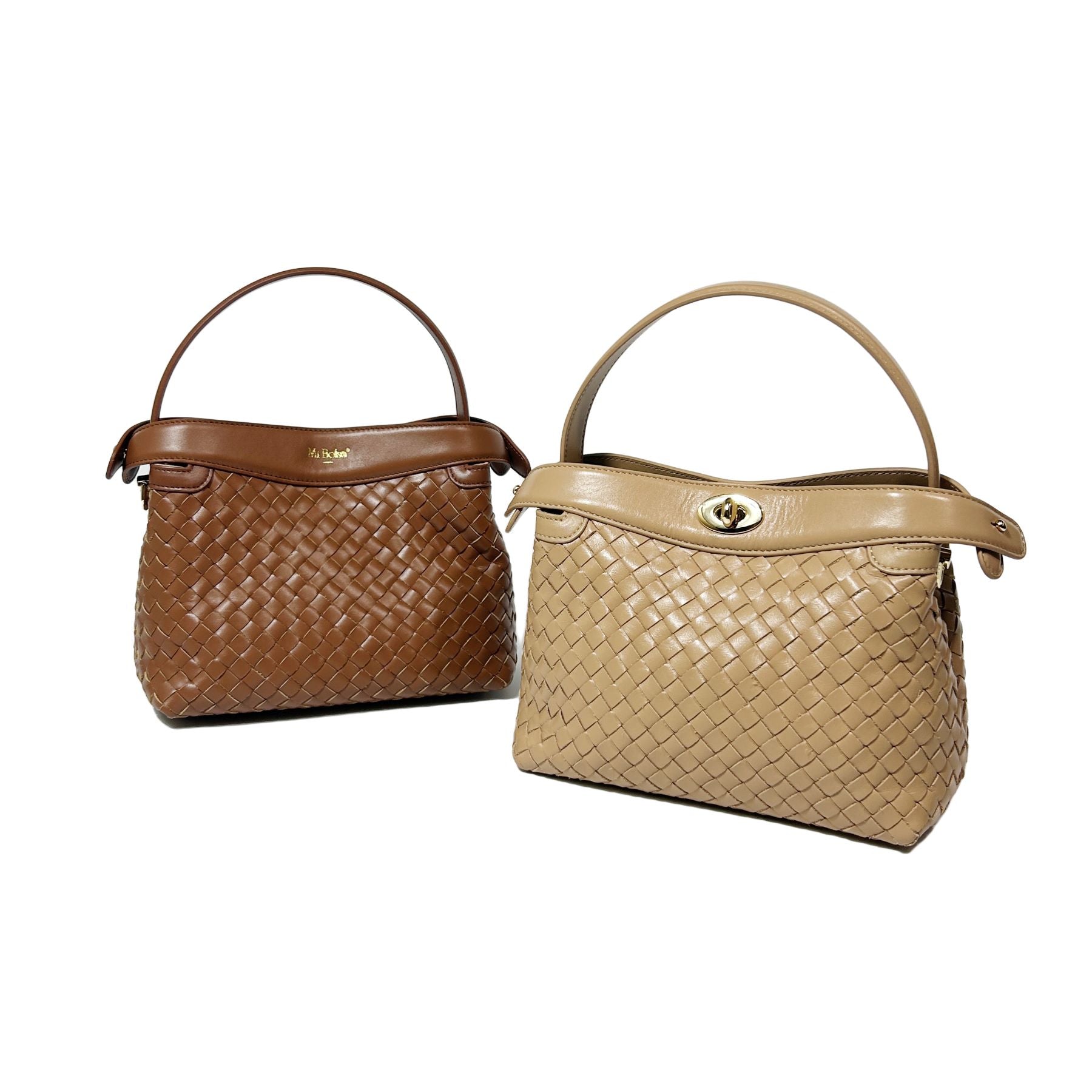 Florence Top Handle Woven Bag - Milk Tea