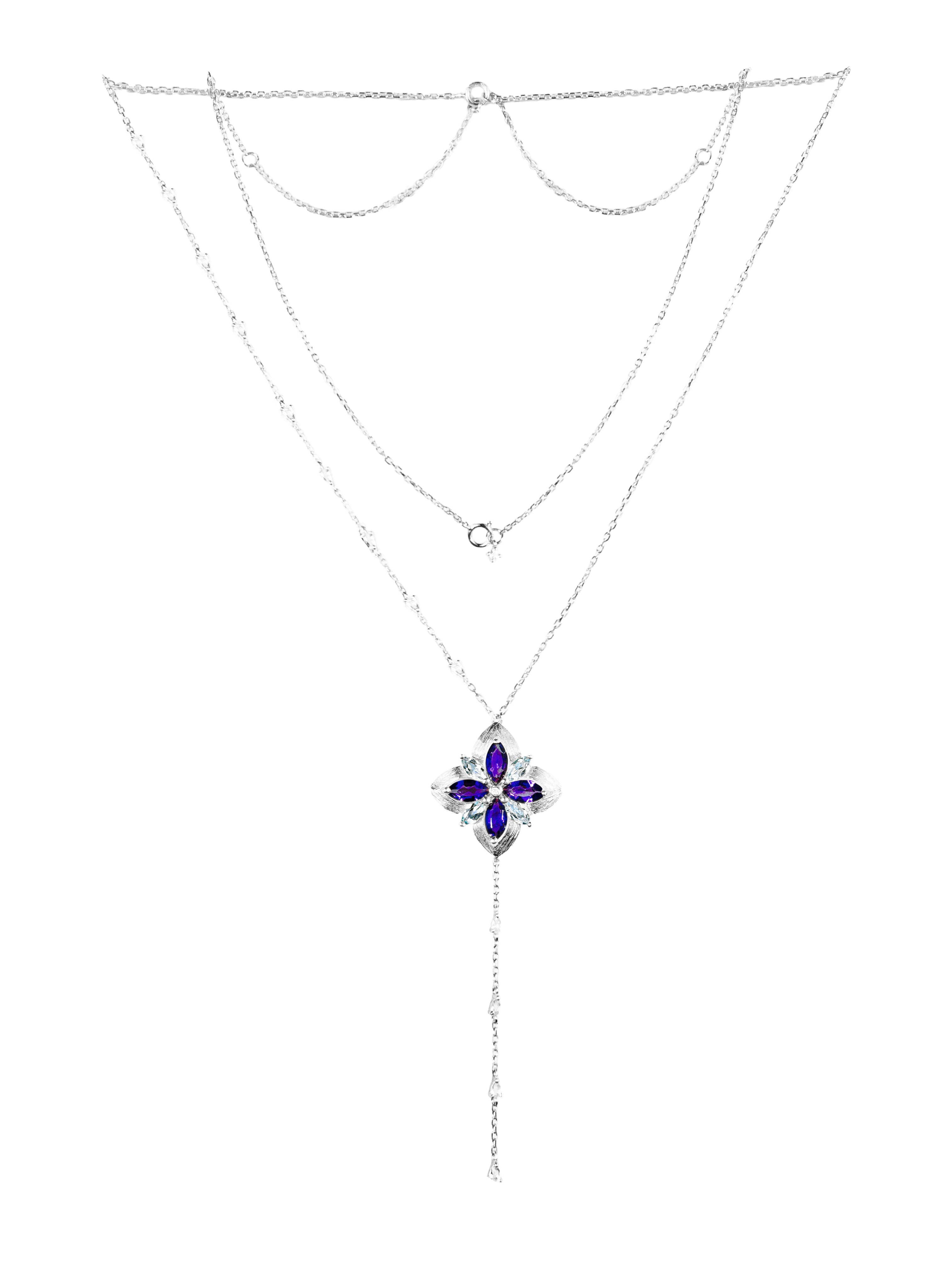 Water Lily White Gold Diamond Necklace