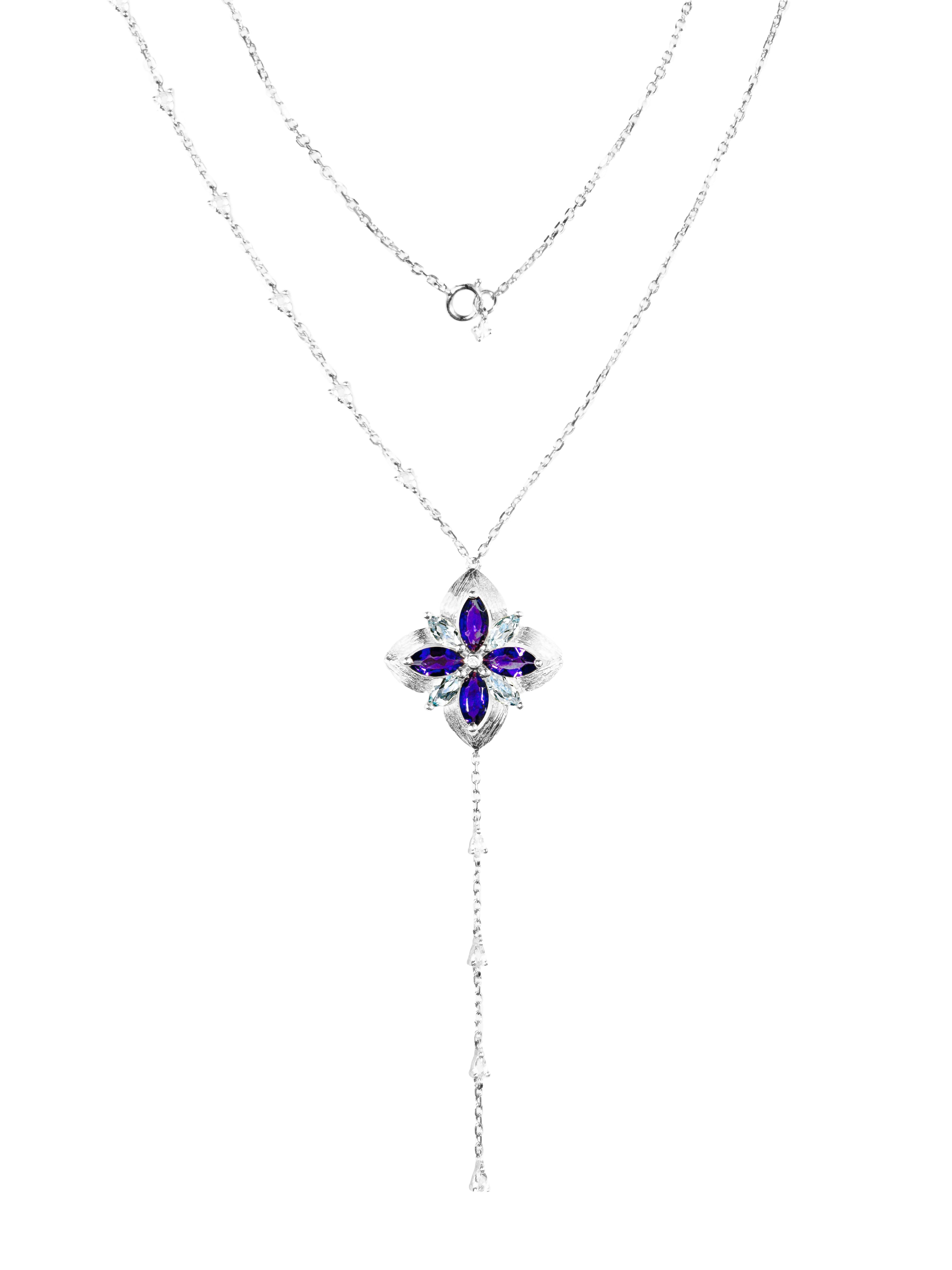 Water Lily White Gold Diamond Necklace