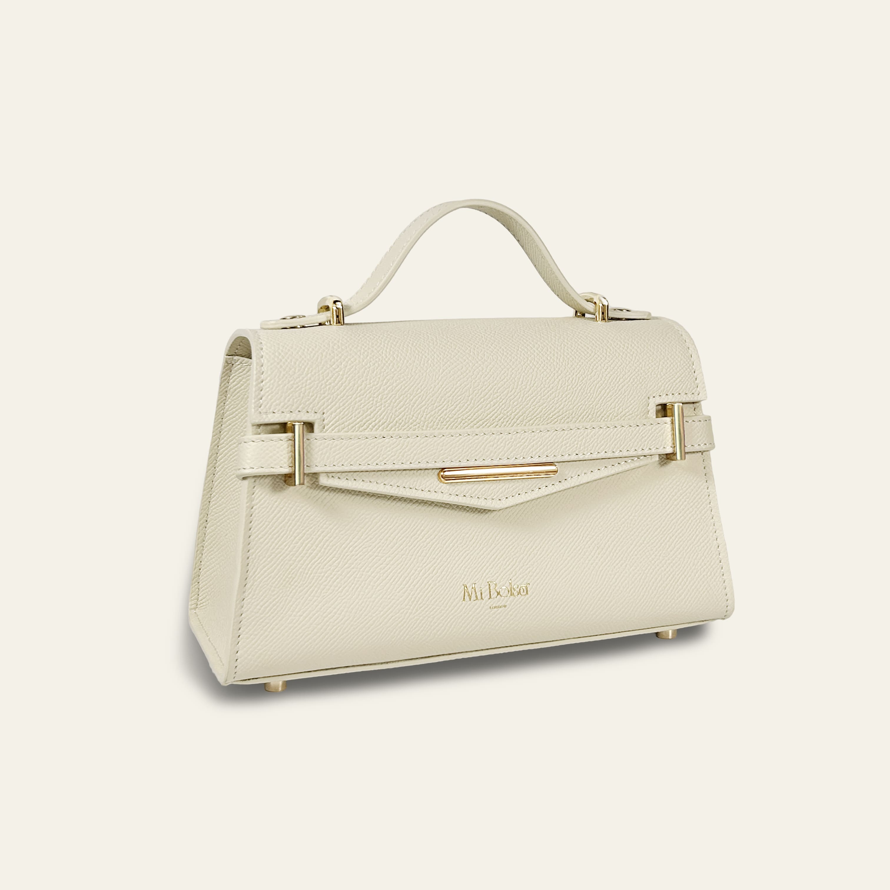 "Mi" Top Handle - White with Purple Handle/Pink Strap