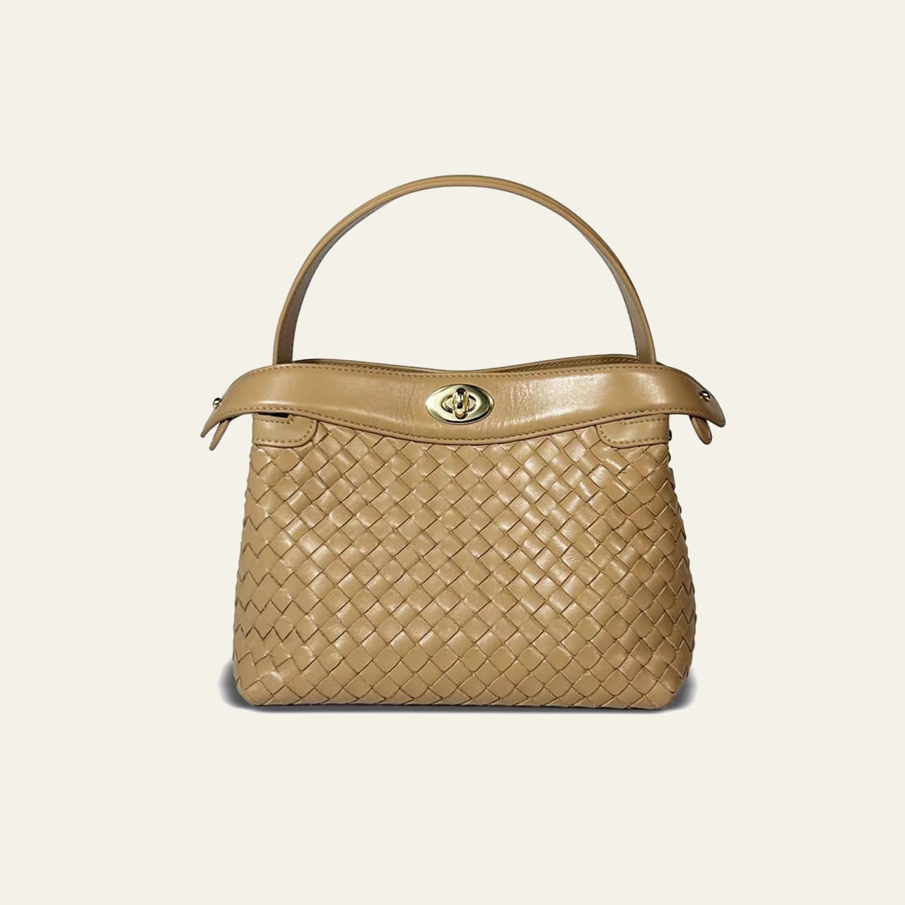 Florence Top Handle Woven Bag - Milk Tea