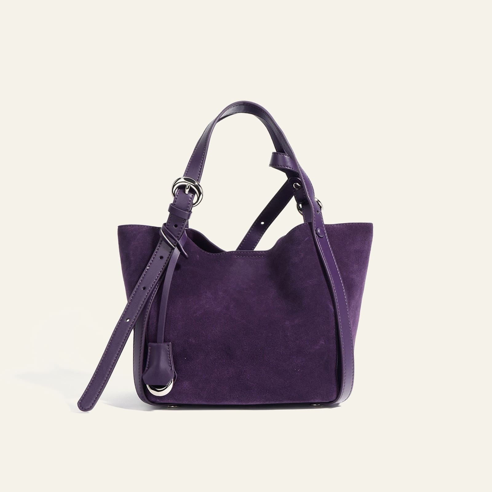 Suede Basket Bag - Purple
