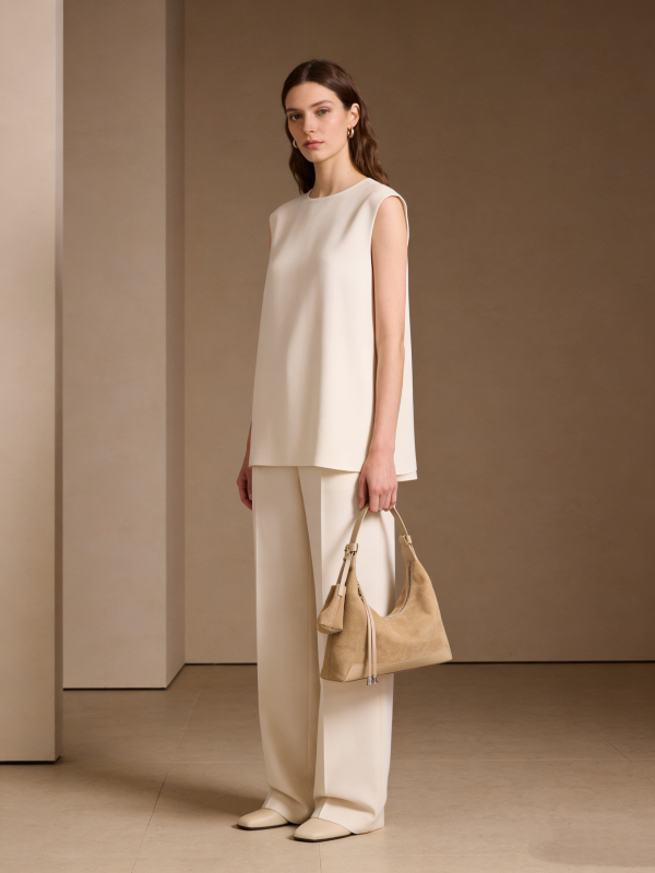 Suede Hobo/Tote - Sand