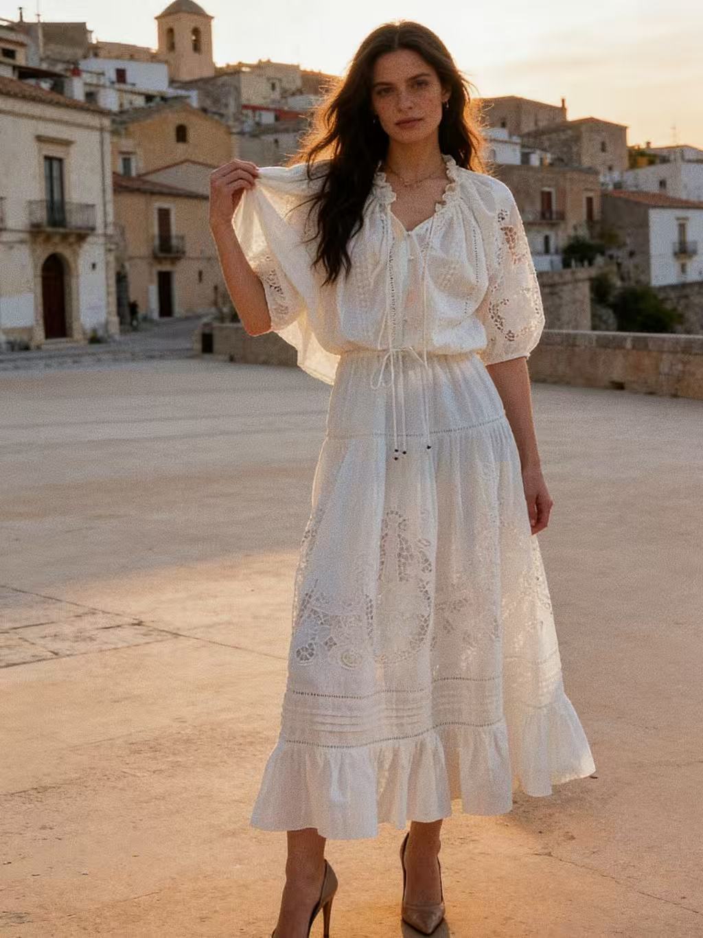 Flora Embroidery 2-Piece Dress Set