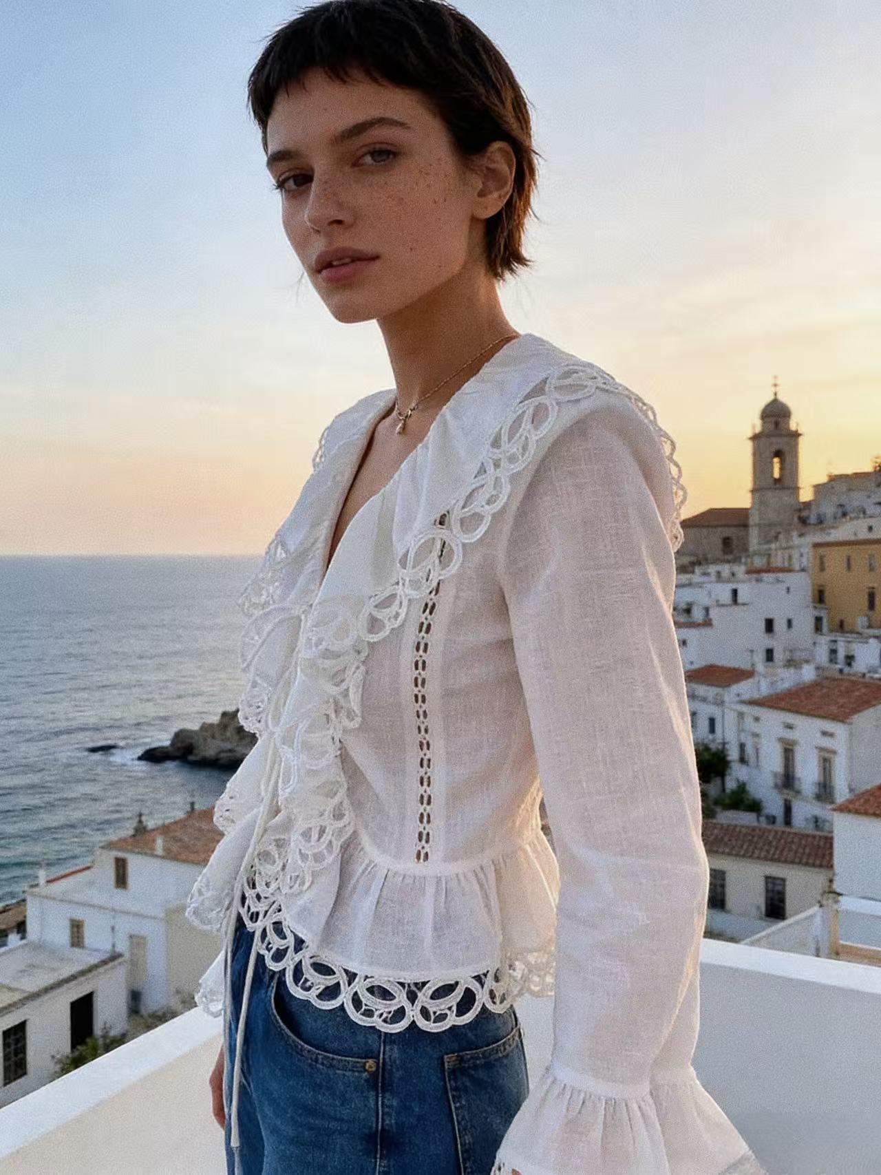 Flora Embroidery Long-Sleeve Shirt