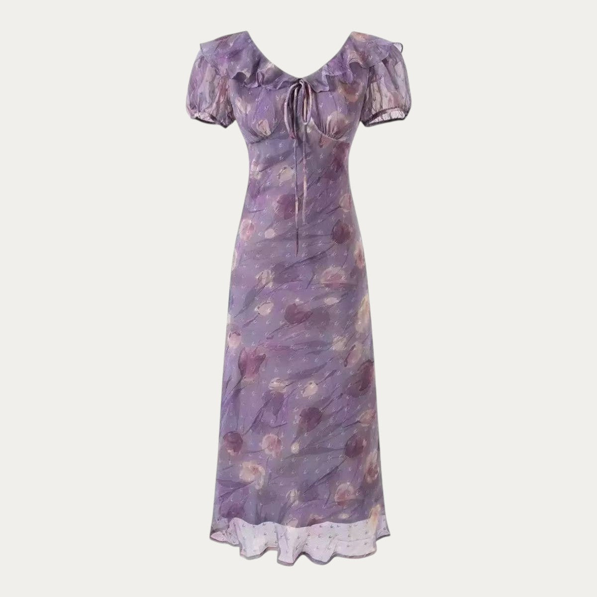Purple Floral Print Dress