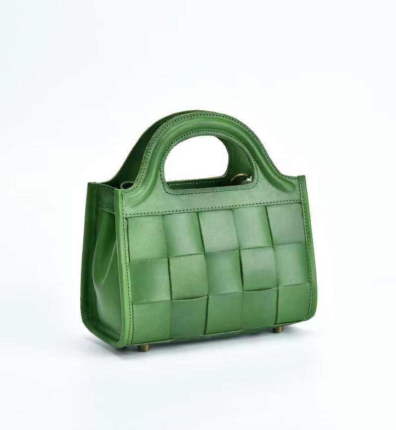 First Layer Cowhide Bristol Woven Bag