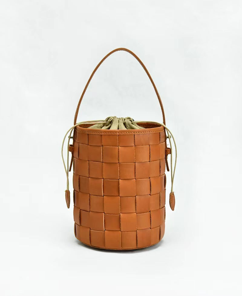 First Layer Cowhide Lucy Woven Tote Bag