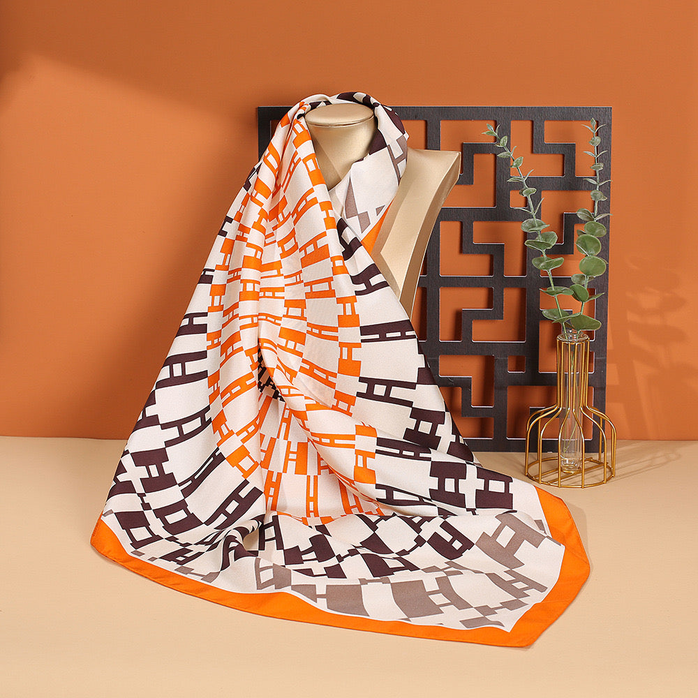 100% Natural Mulberry Silk 90cm x 90cm Scarf - Abstract