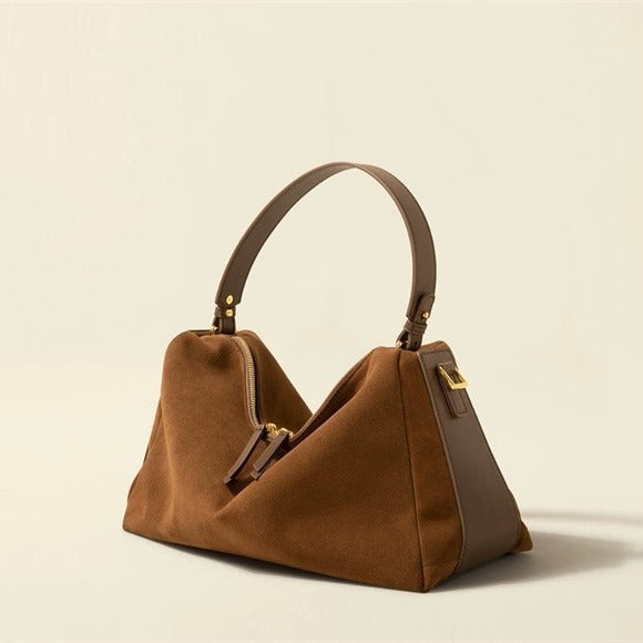 Suede Top Handle/Crossbody - Brown
