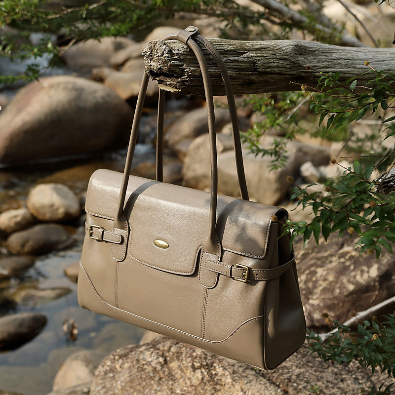 Wax Leather Top Handle - Grey