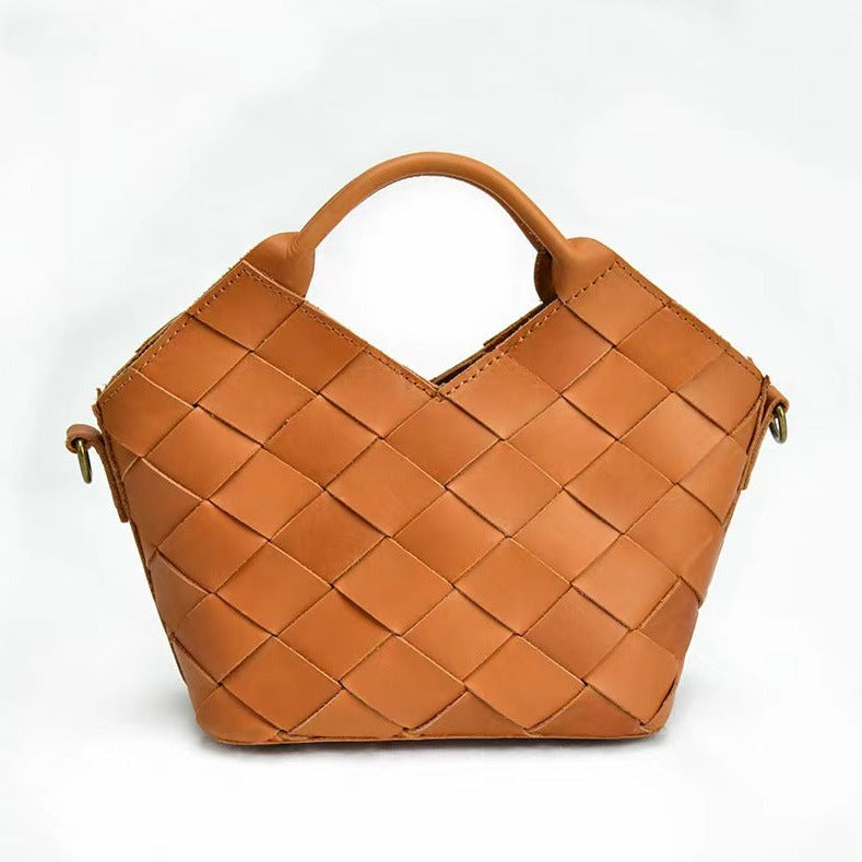 First Layer Cowhide Agnes Woven Tote Bag