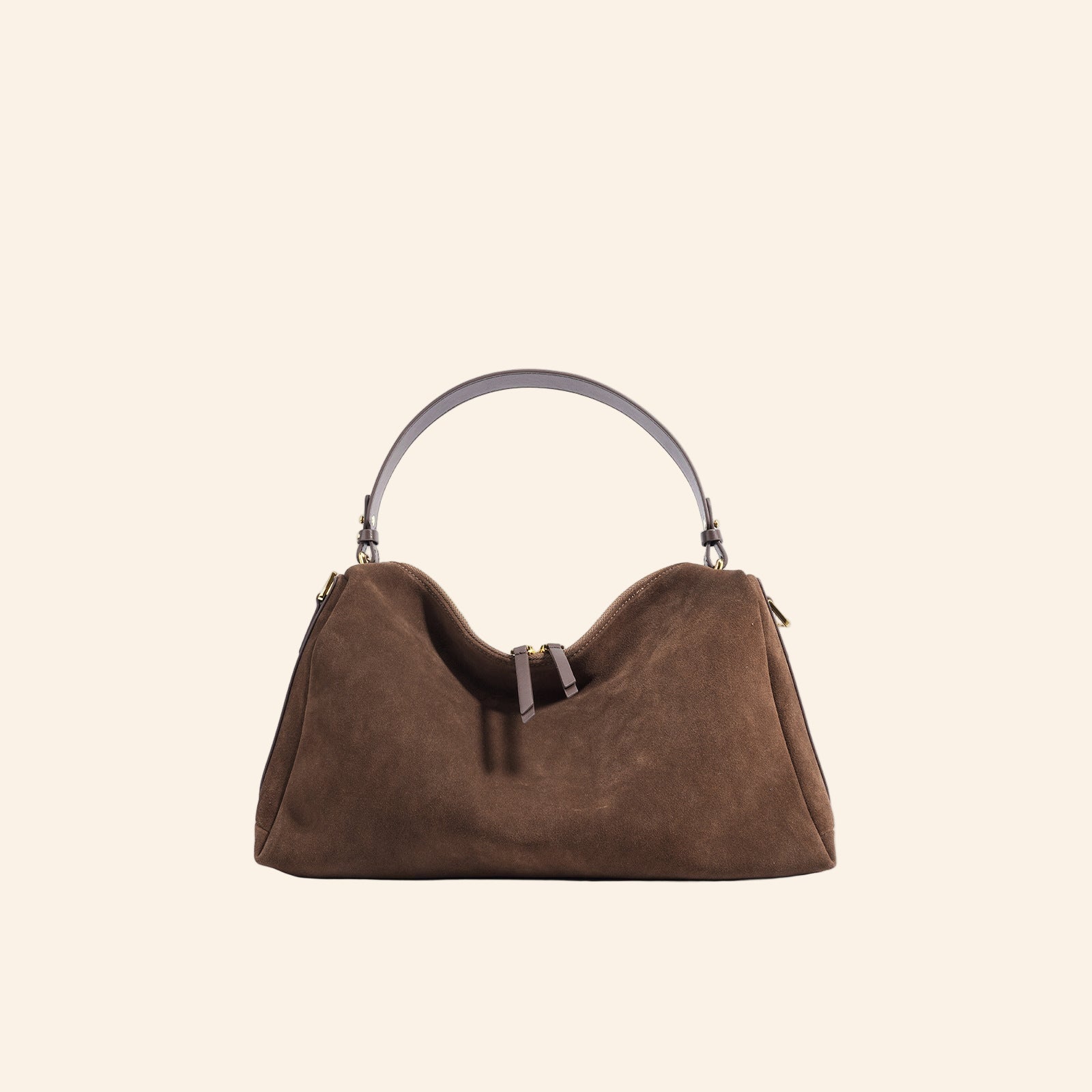 Suede Top Handle/Crossbody - Brown