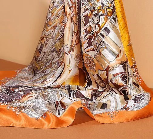 100% Natural Mulberry Silk 110x110cm Scarf - Four Seasons