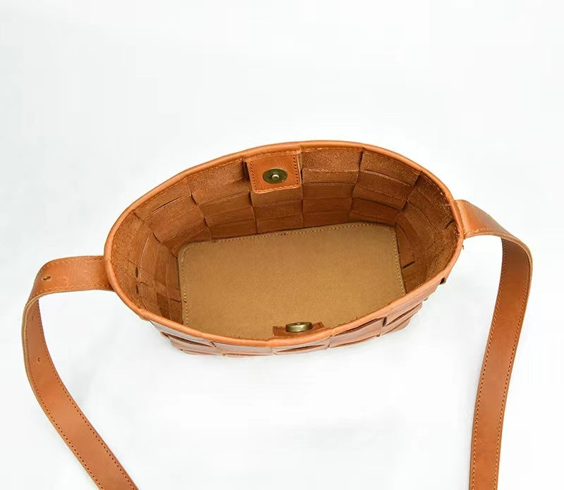 First Layer Cowhide Setta Woven Shoulder Bag