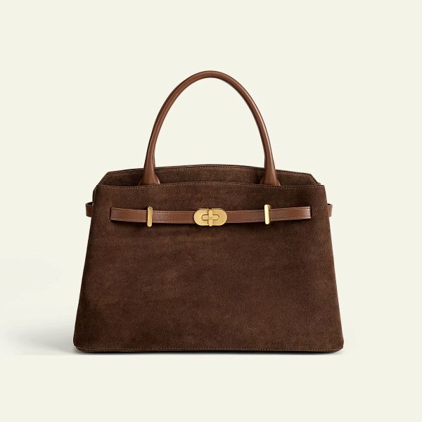 Kensington - Top Handle in Coffee Suede