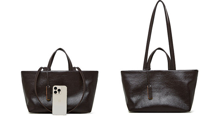 Wax Leather Tote - Brown