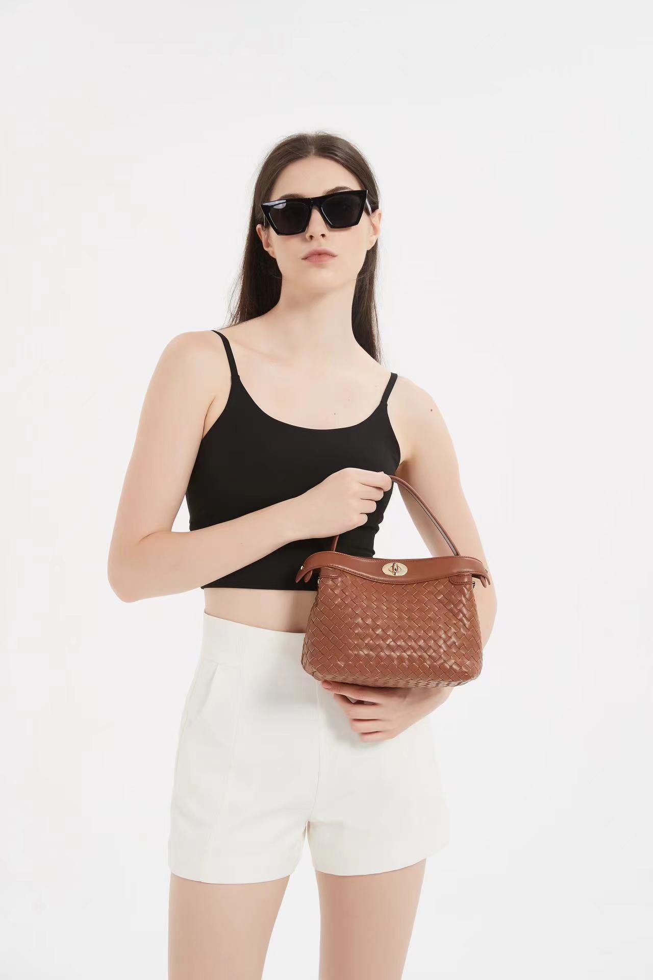 Florence Top Handle Woven - Caramel