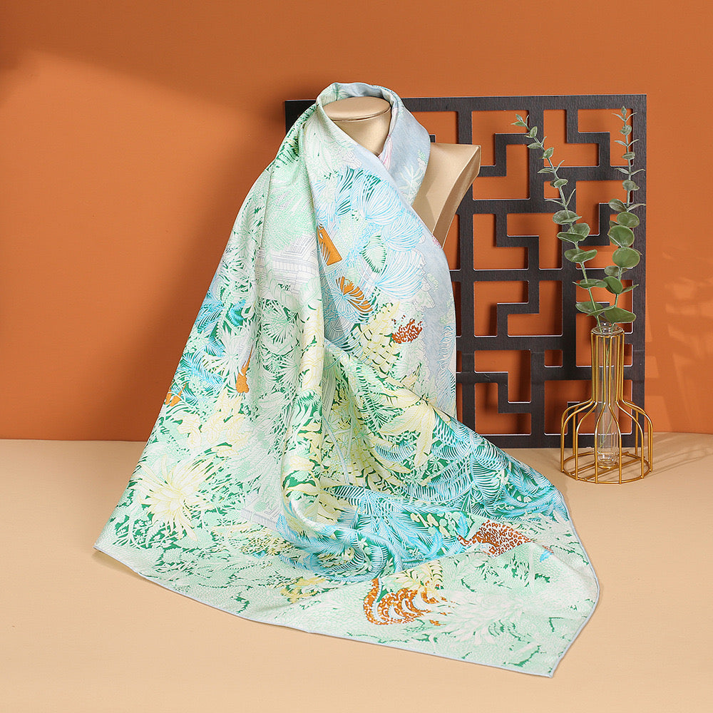 100% Natural Mulberry Silk 90cm x 90cm Scarf - Abstract