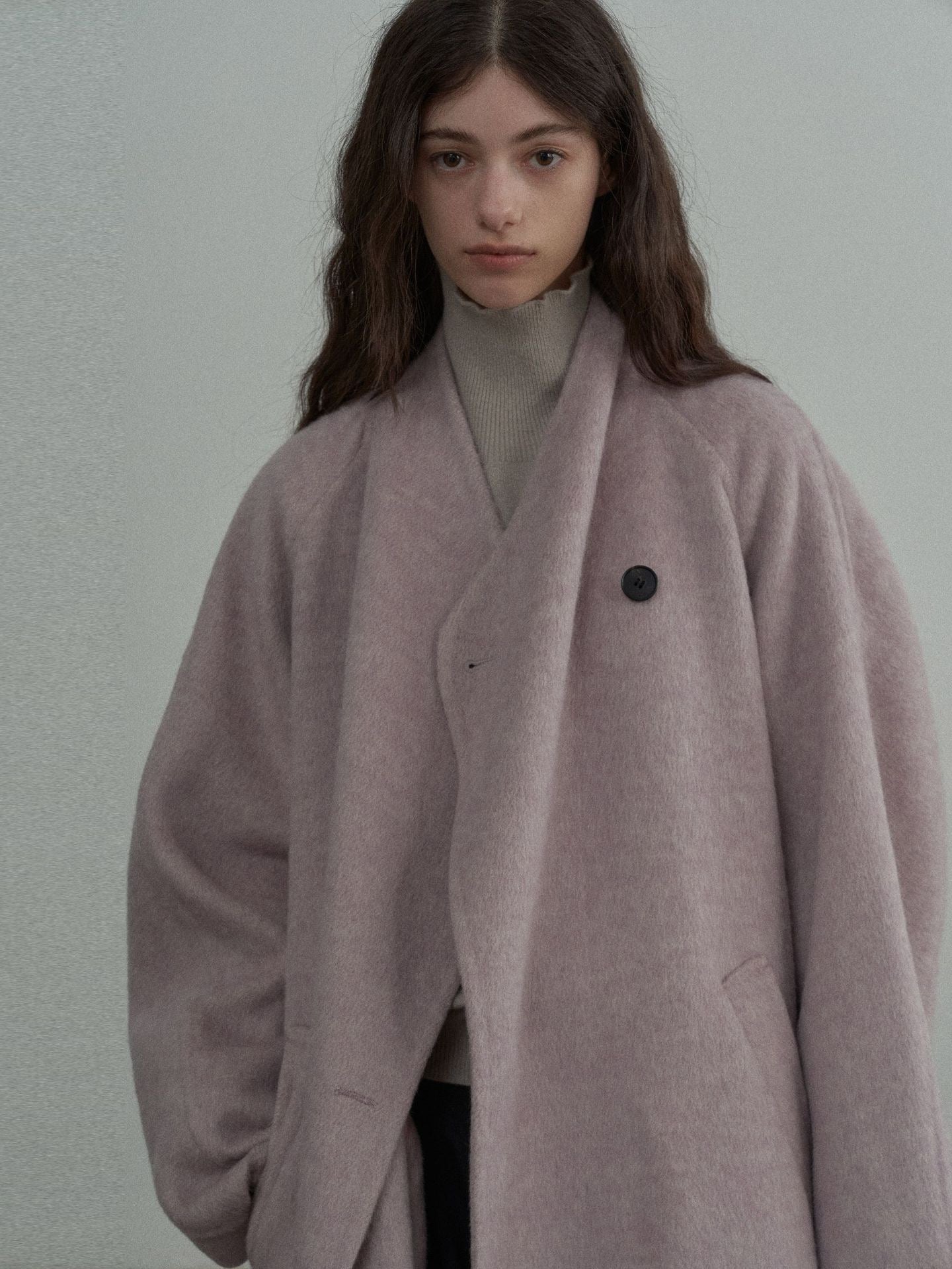 Handmade Lamb Wool Blanche Overcoat