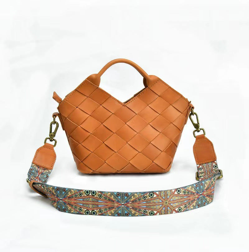 First Layer Cowhide Agnes Woven Tote Bag