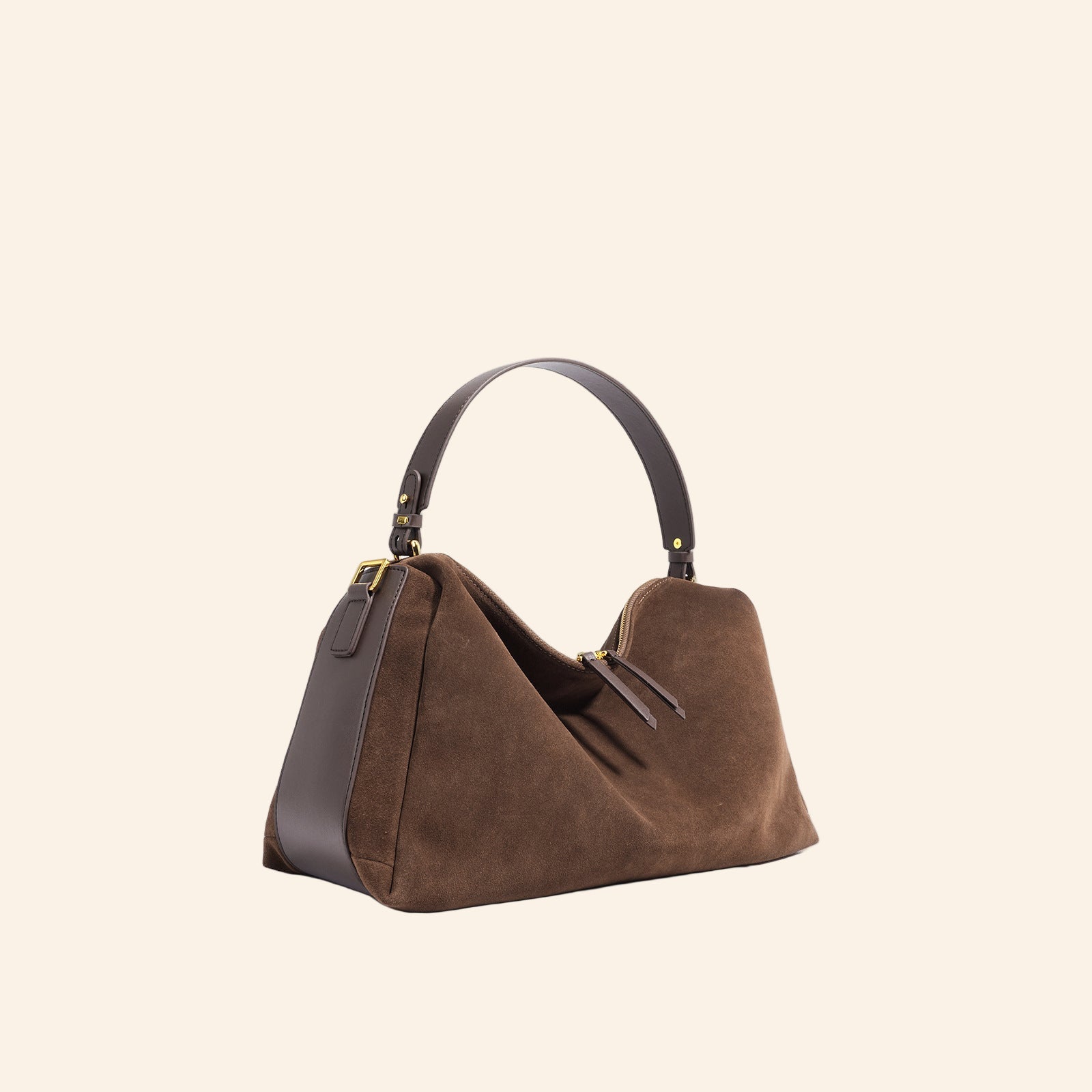 Suede Top Handle/Crossbody - Brown