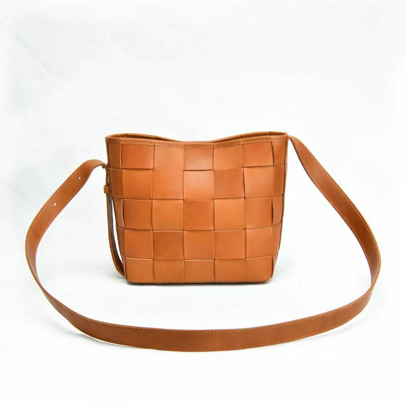 First Layer Cowhide Setta Woven Shoulder Bag