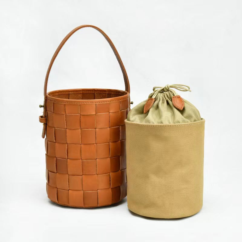First Layer Cowhide Lucy Woven Tote Bag